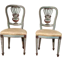 Paire de chaises baroques laquées du 18e siècle