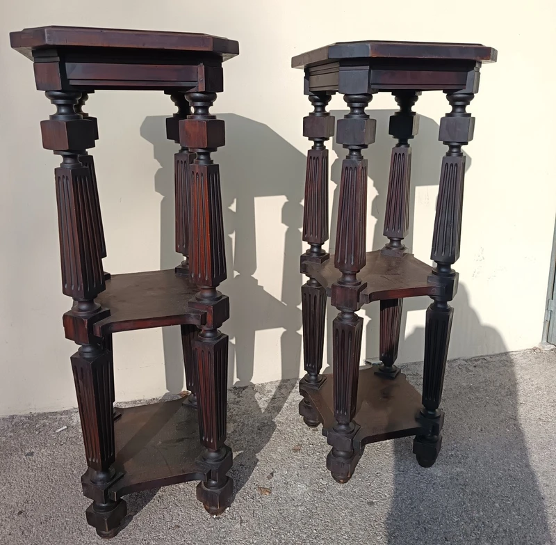Pair of museum wooden risers 1930s