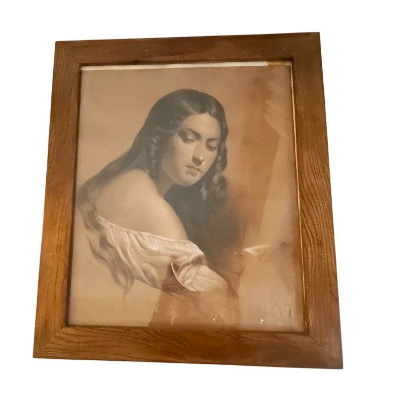 Olio su carta epoca fine XIXsec la donna popolana