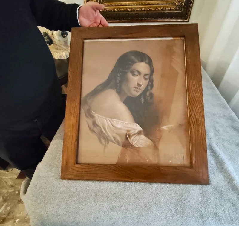 Olio su carta epoca fine XIXsec la donna popolana