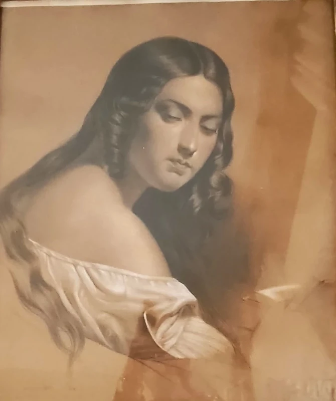 Olio su carta epoca fine XIXsec la donna popolana