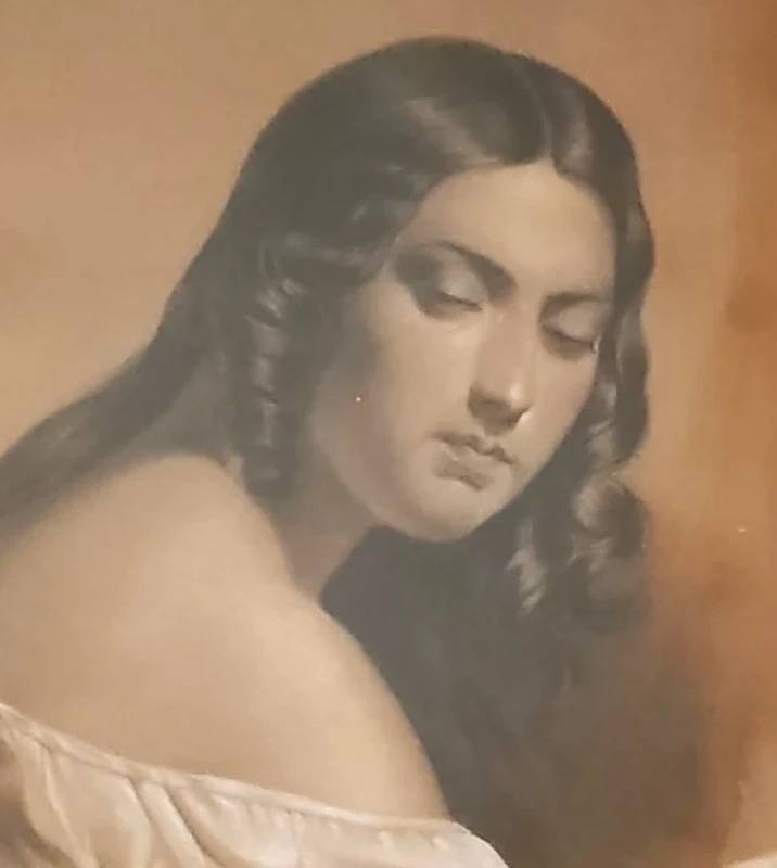 Olio su carta epoca fine XIXsec la donna popolana