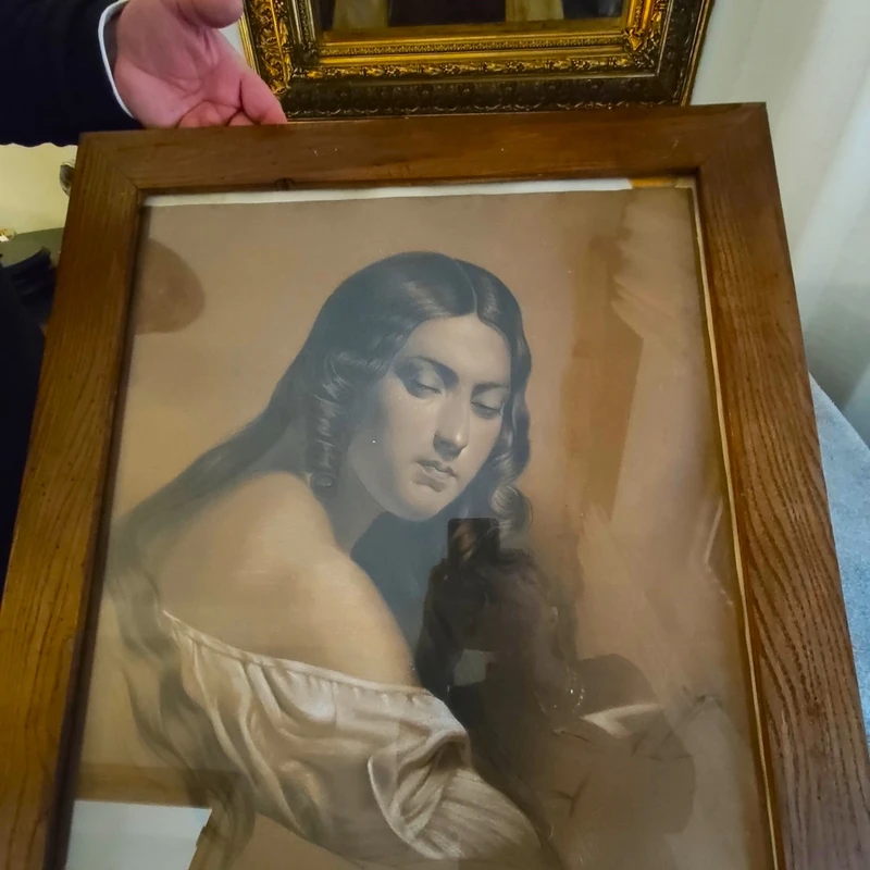 Olio su carta epoca fine XIXsec la donna popolana