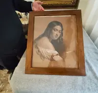 Olio su carta epoca fine XIXsec la donna popolana