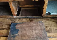 Blond walnut writing desk with flap from the 1700s Bologna