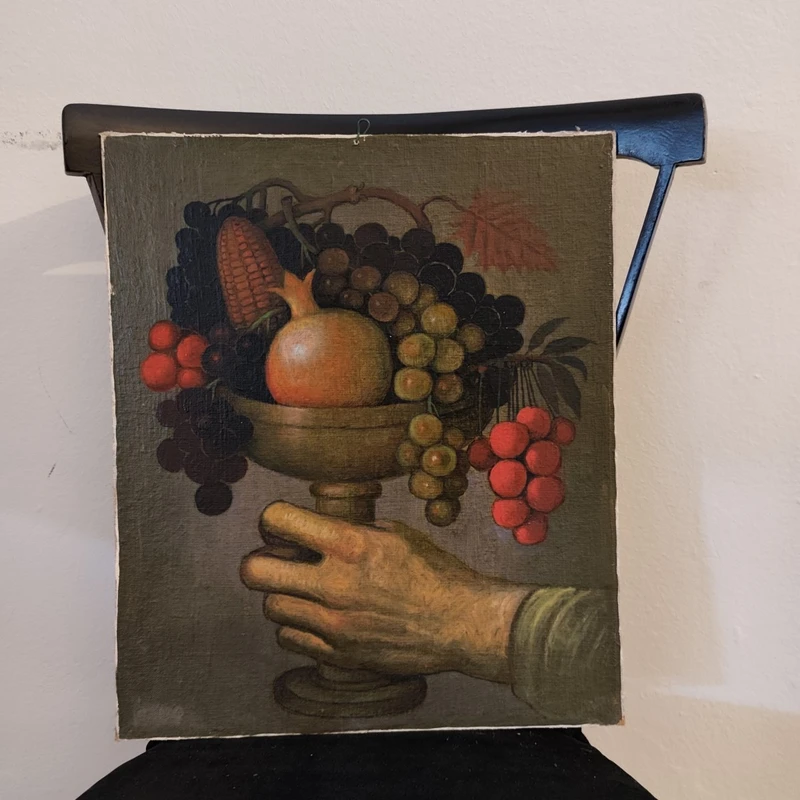 Oil on panel triptych of hands 1950