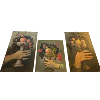 Oil on panel triptych of hands 1950