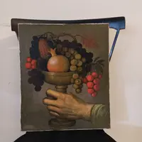 Oil on panel triptych of hands 1950