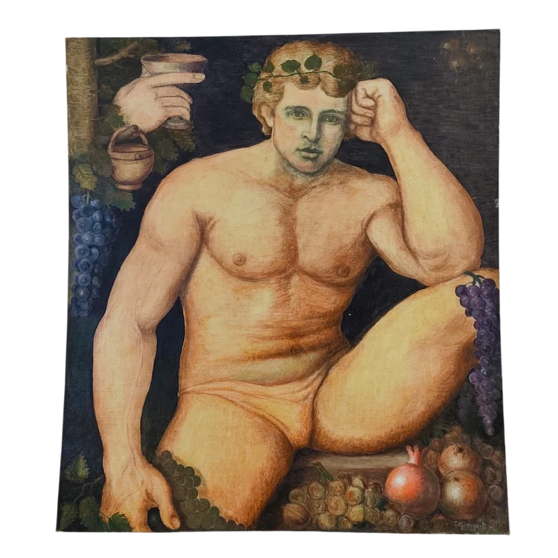 Olio su pannello giovane Bacco del XX secolo