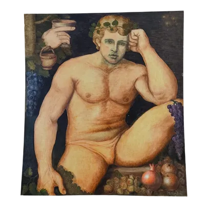 Oil on panel young Bacchus 20th century