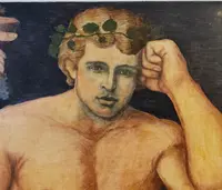 Olio su pannello giovane Bacco del XX secolo