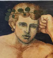 Olio su pannello giovane Bacco del XX secolo