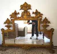 Coppia di Specchiere Lignee Bolognesi Dorate dell’800