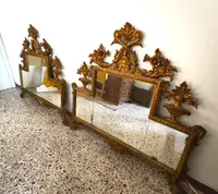 Coppia di Specchiere Lignee Bolognesi Dorate dell’800