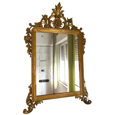 Miroir en bois doré bolonais du 19e siècle