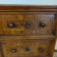 Rare 18th-century Bolognese walnut three-drawer cabinet.