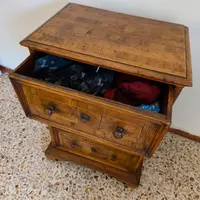 Rare 18th-century Bolognese walnut three-drawer cabinet.