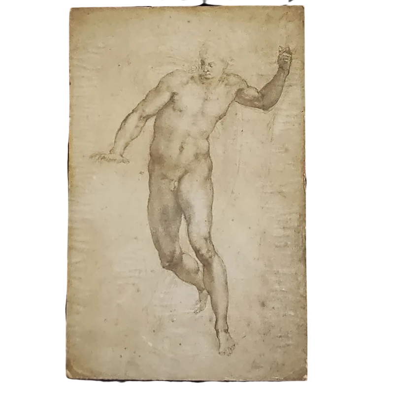 Dipinto a carboncino del 900 studio di uomo