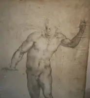 Dipinto a carboncino del 900 studio di uomo