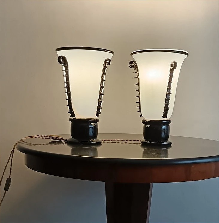 Pair of Murano glass paste vases 1940s Art Deco