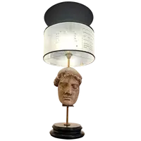 Lamp with plaster and lampblack head, lampshade with architectural transparencies 20th century