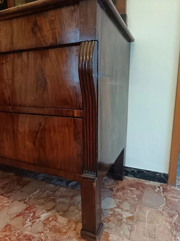 Bolognese walnut dresser with 1810 Empire mirror