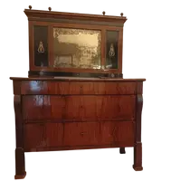 Bolognese walnut dresser with 1810 Empire mirror