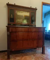 Bolognese walnut dresser with 1810 Empire mirror