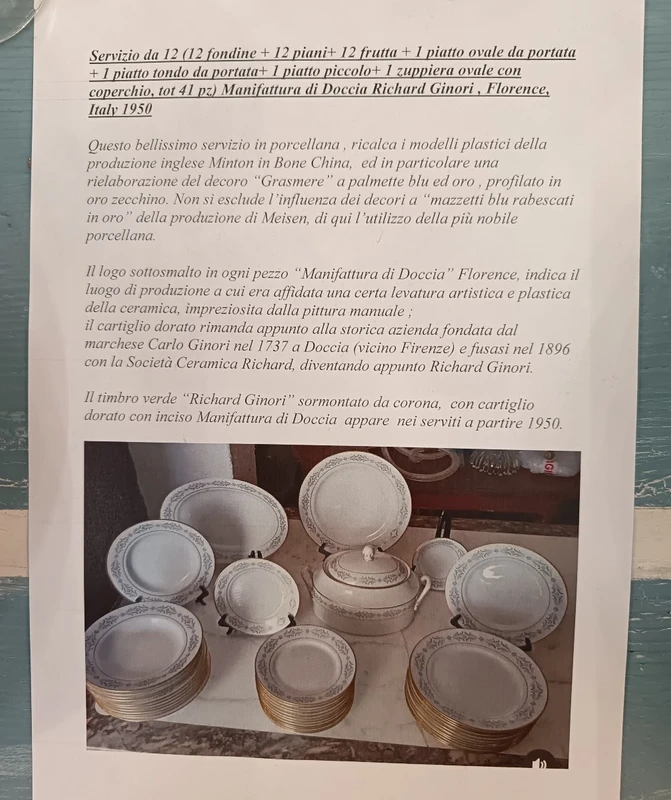 Ginori porcelain 1950s complete service - Manifattura Doccia Firenze