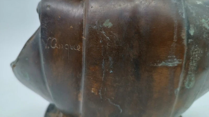 Sculpture ancienne en bronze "enfant dauphin" signée Vincenzo Cinque fin 19ème siècle