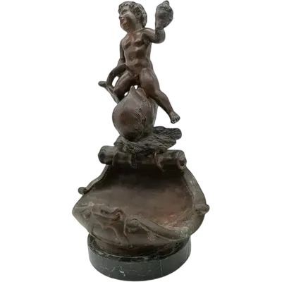 Antique bronze sculpture " child dolphin" signed Vincenzo Cinque late 19th century
