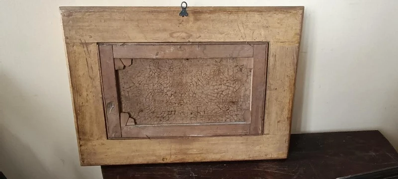 Antico dipinto su tela raffigurante paesaggio bucolico