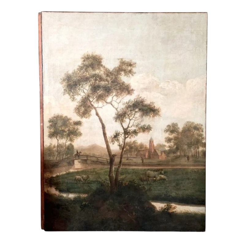 Grande dipinto olio su tela 2 mt x 1,50 mt- paesaggio animato - Charles Louis Verboeckhoven