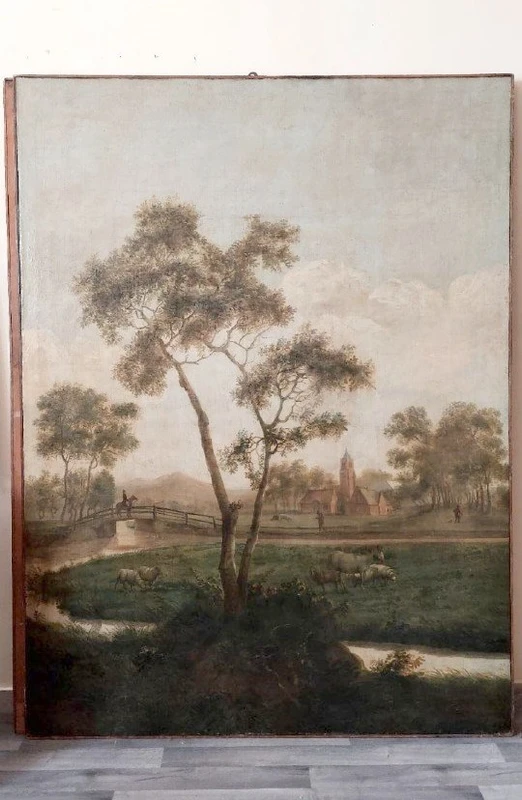 Grande dipinto olio su tela 2 mt x 1,50 mt- paesaggio animato - Charles Louis Verboeckhoven