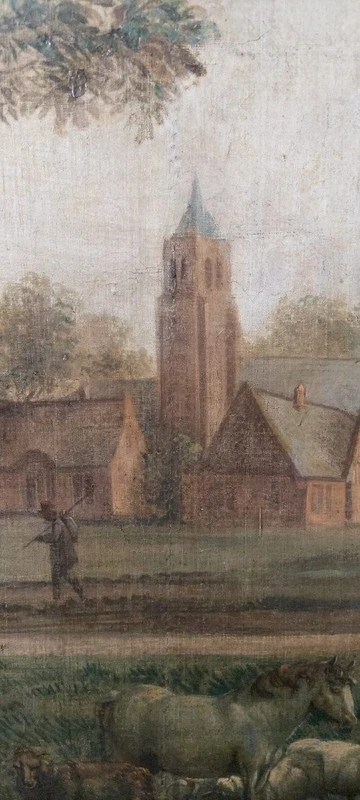 Grande dipinto olio su tela 2 mt x 1,50 mt- paesaggio animato - Charles Louis Verboeckhoven