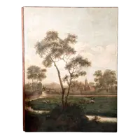 Grande dipinto olio su tela 2 mt x 1,50 mt- paesaggio animato - Charles Louis Verboeckhoven