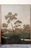 Grande dipinto olio su tela 2 mt x 1,50 mt- paesaggio animato - Charles Louis Verboeckhoven