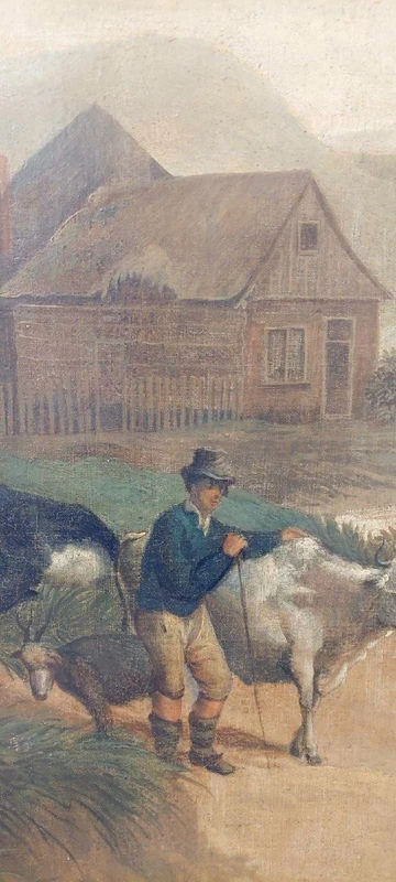 Grande peinture à l'huile sur toile 2 m x 1,50 m - paysage animé - Charles Louis Verboeckhoven