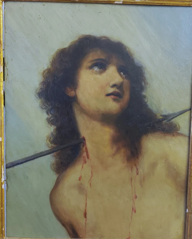 Huile sur panneau de bois St. Sebastian '900