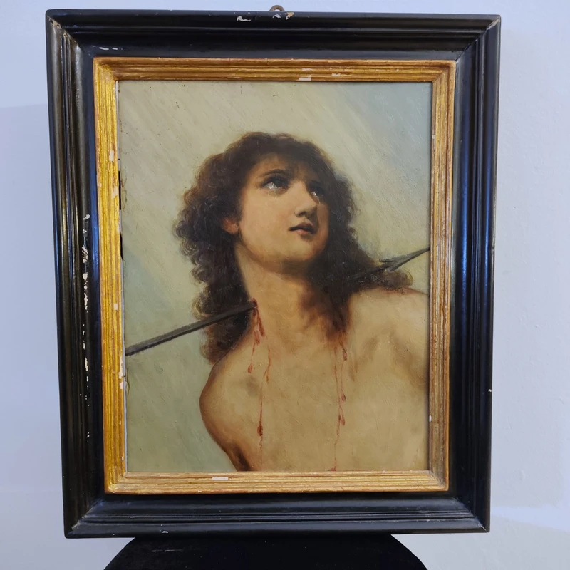 Huile sur panneau de bois St. Sebastian '900
