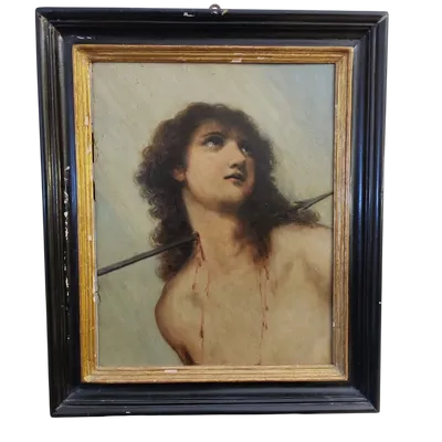 Huile sur panneau de bois St. Sebastian '900
