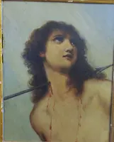 Huile sur panneau de bois St. Sebastian '900