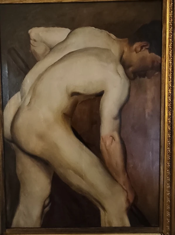 Homme nu au travail - Huile sur papier appliquée sur toile, 1880