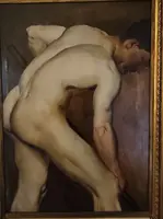 Homme nu au travail - Huile sur papier appliquée sur toile, 1880