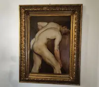 Homme nu au travail - Huile sur papier appliquée sur toile, 1880