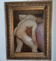 Homme nu au travail - Huile sur papier appliquée sur toile, 1880