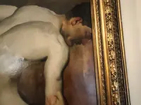 Homme nu au travail - Huile sur papier appliquée sur toile, 1880