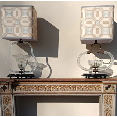 2 lampes en verre de Murano 1930-1940