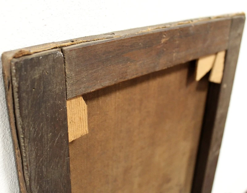 Ancienne peinture à l'huile sur toile du 18e siècle "Saint Joseph avec l'enfant