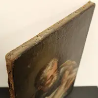 Ancienne peinture à l'huile sur toile du 18e siècle "Saint Joseph avec l'enfant